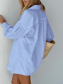 Fashion Jacquard Loose Shorts with Long Sleeved Shirt Two Piece Sets - likeinstore