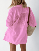 Fashion Jacquard Loose Shorts with Long Sleeved Shirt Two Piece Sets - likeinstore