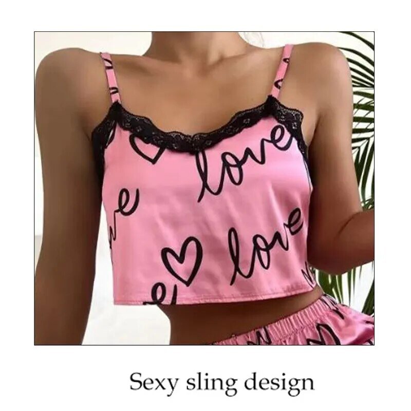 2 Pieces Set Women'S Pajama Shorts Suit Homewear - likeinstore