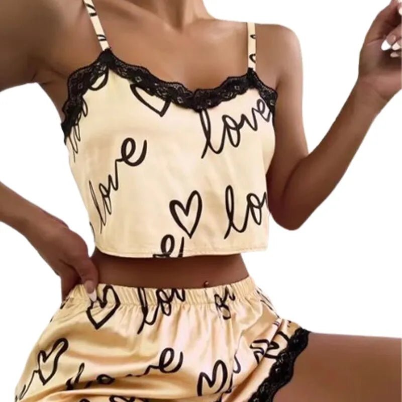 2 Pieces Set Women'S Pajama Shorts Suit Homewear - likeinstore