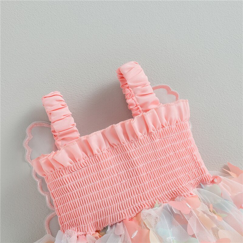 3D Kids Dress - Butterfly Sleeveless Layered Gathered Casual Summer Princess Dress - likeinstore