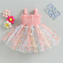 3D Kids Dress - Butterfly Sleeveless Layered Gathered Casual Summer Princess Dress - likeinstore
