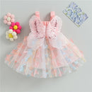 3D Kids Dress - Butterfly Sleeveless Layered Gathered Casual Summer Princess Dress - likeinstore