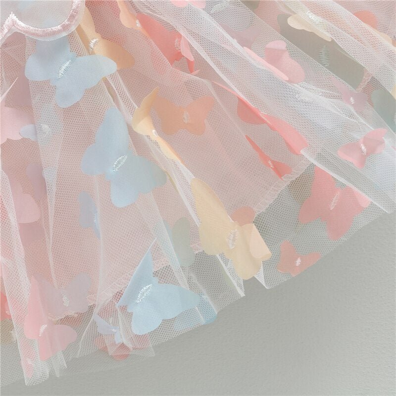 3D Kids Dress - Butterfly Sleeveless Layered Gathered Casual Summer Princess Dress - likeinstore