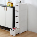 5 - Tire Rolling Cart Organizer Unit with Wheels Narrow Slim Container Storage Cabinet for Bathroom Bedroom - likeinstore