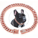 Cuban Style Metal Chain Dog Walking Collar with Design and Secure Buckle - likeinstore