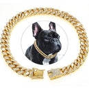 Cuban Style Metal Chain Dog Walking Collar with Design and Secure Buckle - likeinstore