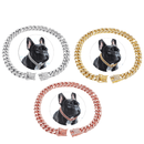 Cuban Style Metal Chain Dog Walking Collar with Design and Secure Buckle - likeinstore