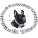 Cuban Style Metal Chain Dog Walking Collar with Design and Secure Buckle - likeinstore