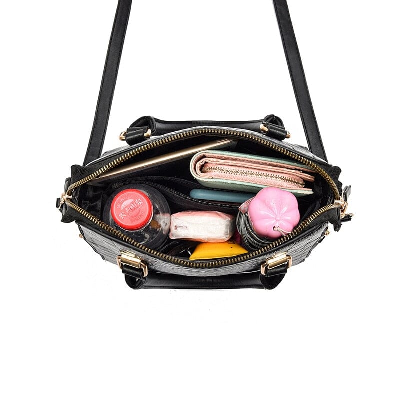 Gold Design Crocodile Leather Bag - likeinstore