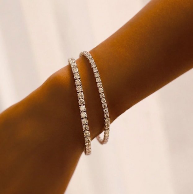Monette 4 Prong Diamond Bracelet in 18k White Gold Vermeil - likeinstore