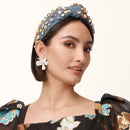 MOTHER OF PEARL CRYSTAL LILY BUTTON EARRINGS - likeinstore