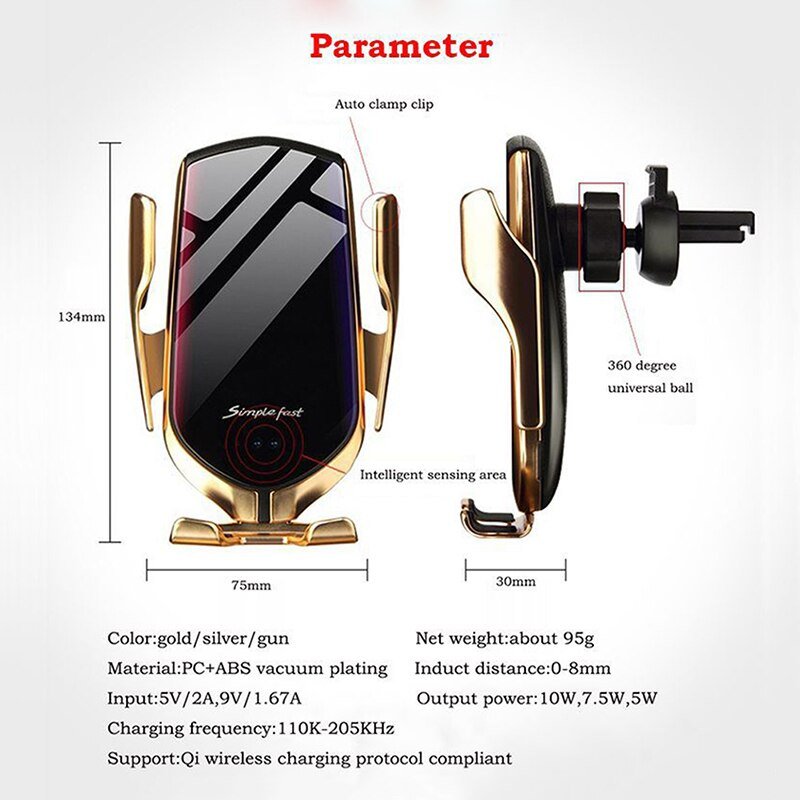 Qi Wireless Car Phone Holder & Charger - likeinstore