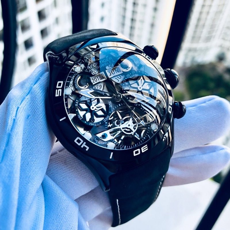 Reef Tigers/RT Sapphire Luminous Stainless Steel Tourbillon Waterproof Automatic Watch RGA703 - likeinstore