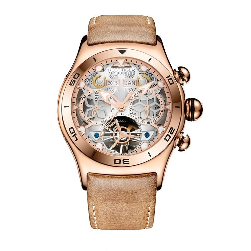 Reef Tigers/RT Sapphire Luminous Stainless Steel Tourbillon Waterproof Automatic Watch RGA703 - likeinstore