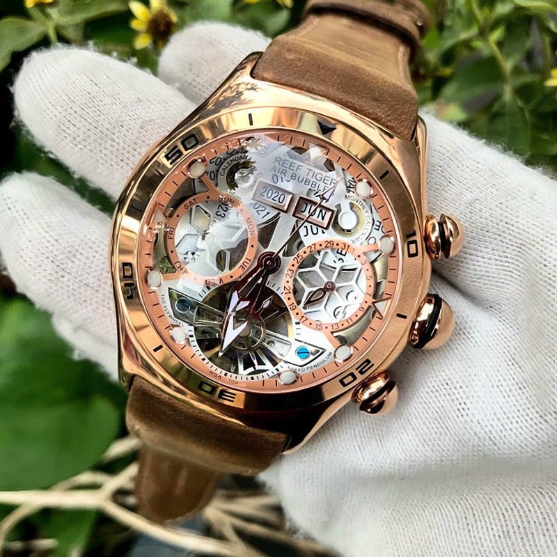 Reef Tigers/RT Sapphire Luminous Stainless Steel Tourbillon Waterproof Automatic Watch RGA703 - likeinstore