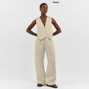Set For Women Fashion Sleeveless Tank Top Waistcoat Matching High Waist Wide Pants - likeinstore