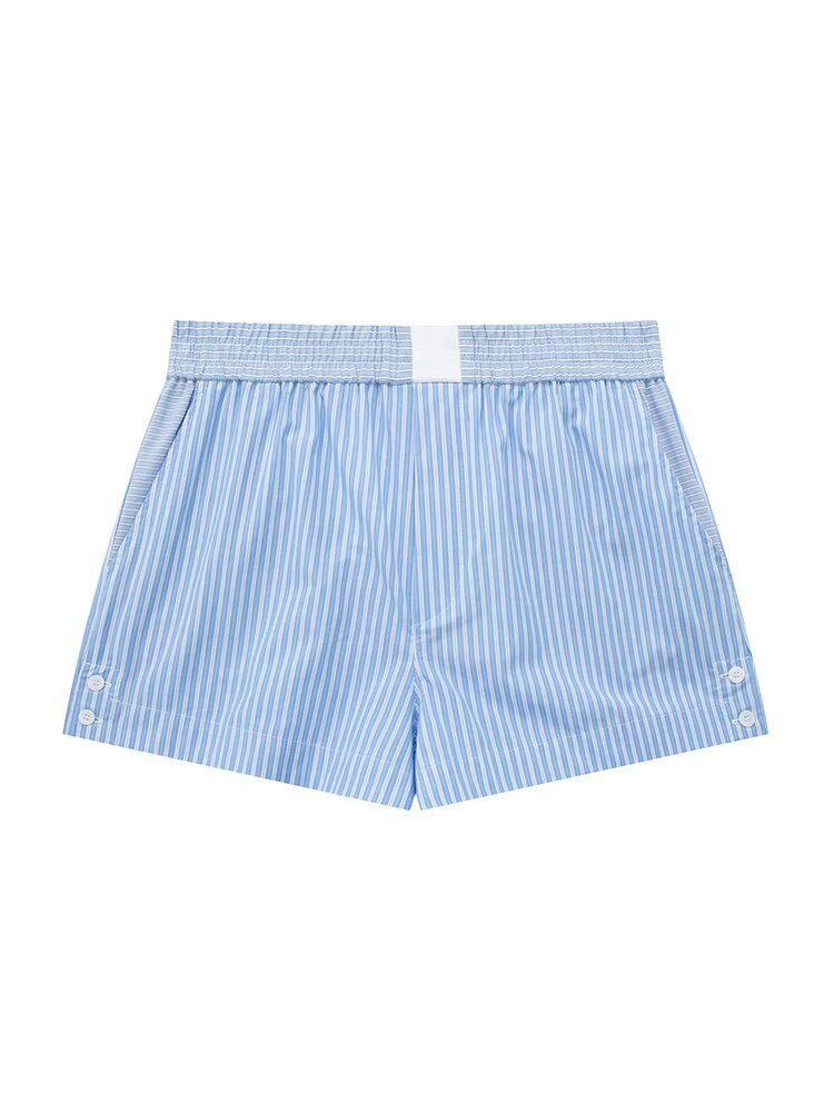 Sets Fashion Patchwork Stripe Short Shirts + Shorts Suit Female Elastic Waist - likeinstore