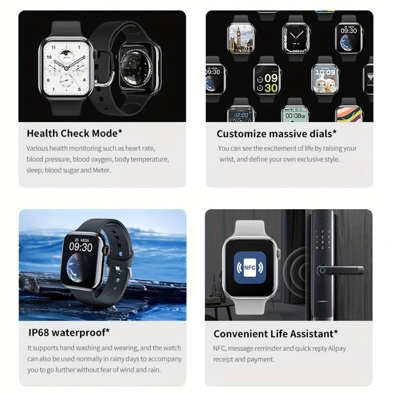 Smart Watch 9 pro: Blood Glucose, NFC, Fitness, Call. 2.05" Screen. Series 8 for Apple Watch. Heart Rate, Blood Pressure - likeinstore