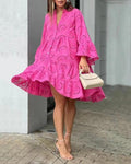Summer Elegant Vintage Solid Lace Dress V - neck Women - likeinstore